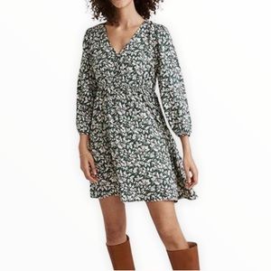 COPY - Madewell V-Neck Button-Front Mini Dress in Forest Leaves
